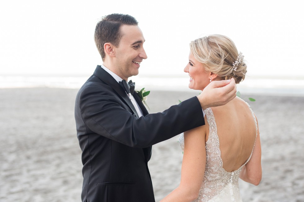 Bride and groom at Atlantic City beach at One Atlantic Events