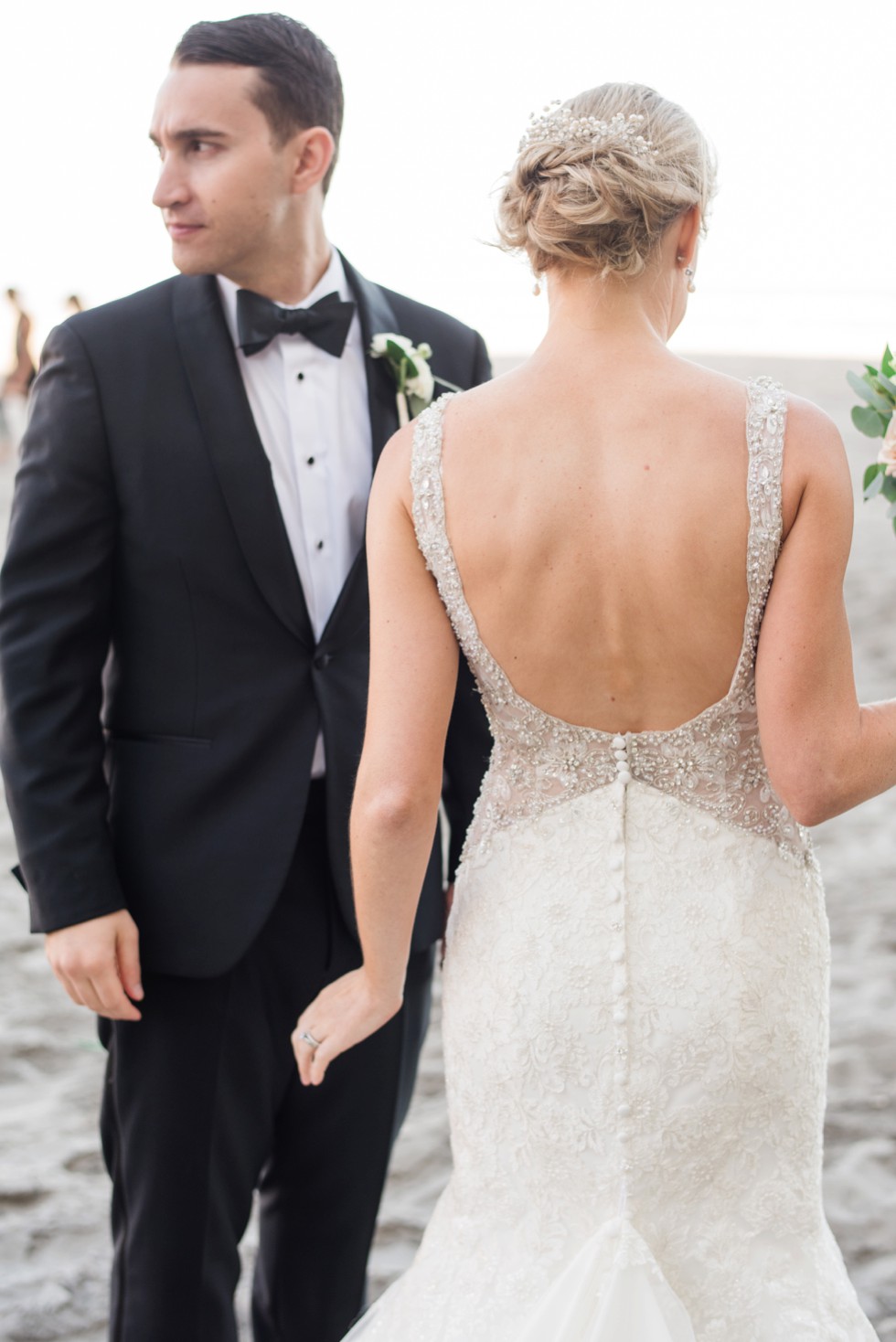 Bride and groom at Atlantic City beach at One Atlantic Events