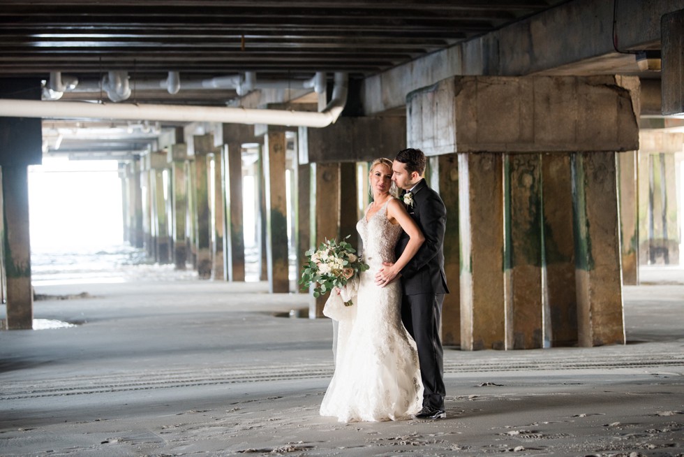 NJ Shore Wedding couple under the One Atlantic Pier