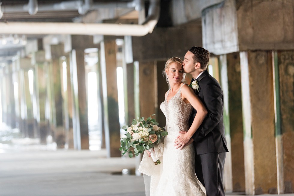 NJ Shore Wedding couple under the One Atlantic Pier