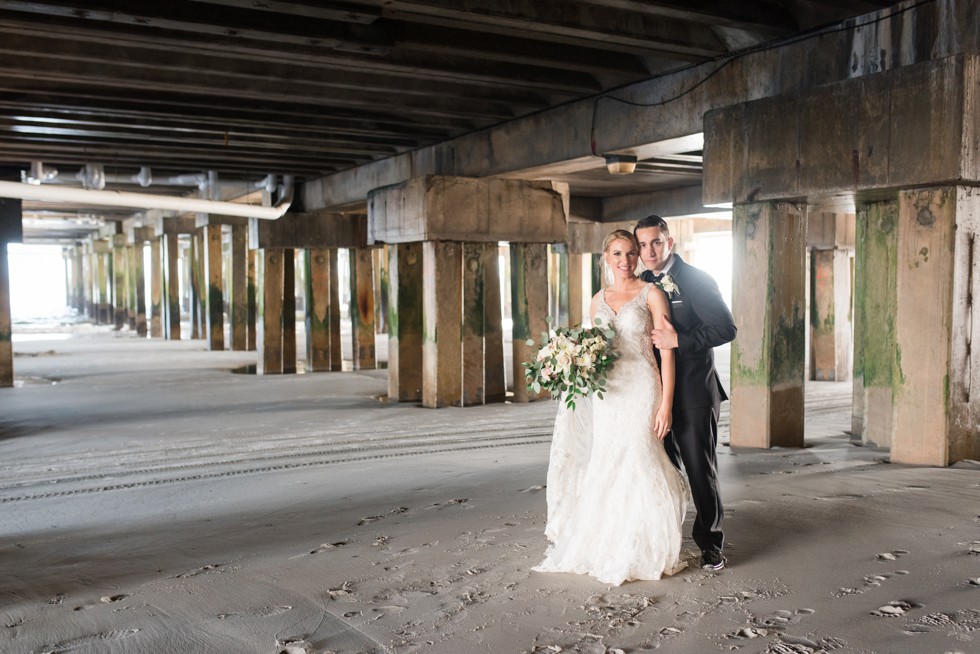 NJ Shore Wedding couple under the One Atlantic Pier