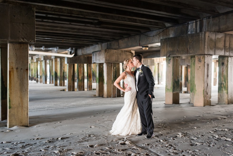 NJ Shore Wedding couple under the One Atlantic Pier