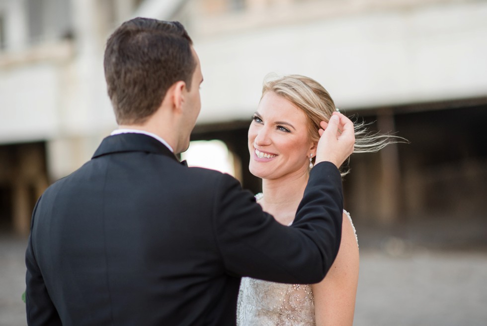 Bride and groom at Atlantic City beach at One Atlantic Events