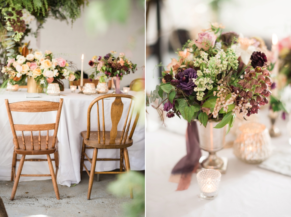 floral display on wedding table