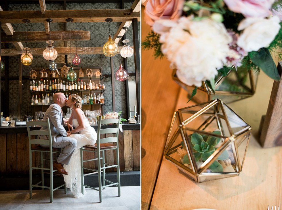 wedding flower details in talula's restaurant