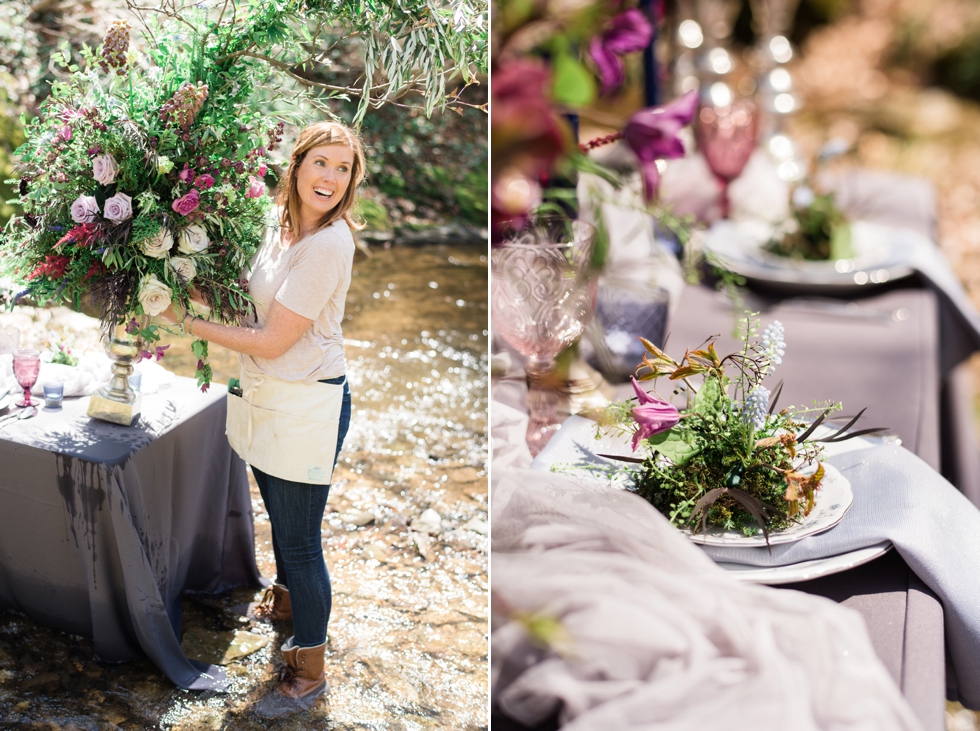 Jennifer Designs setting up floral design