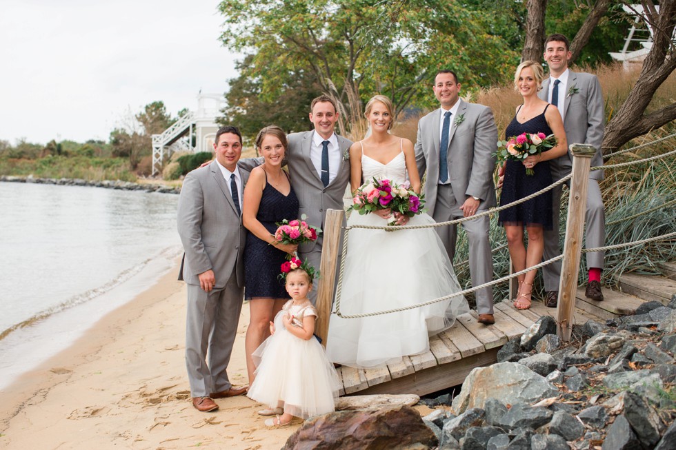 wedding party on the beach at the Chesapeake Bay Beach Club Wedding