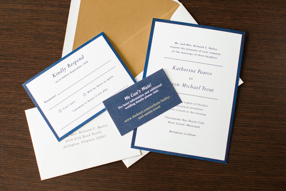 paper Source Invitations for gold and navy nautical wedding