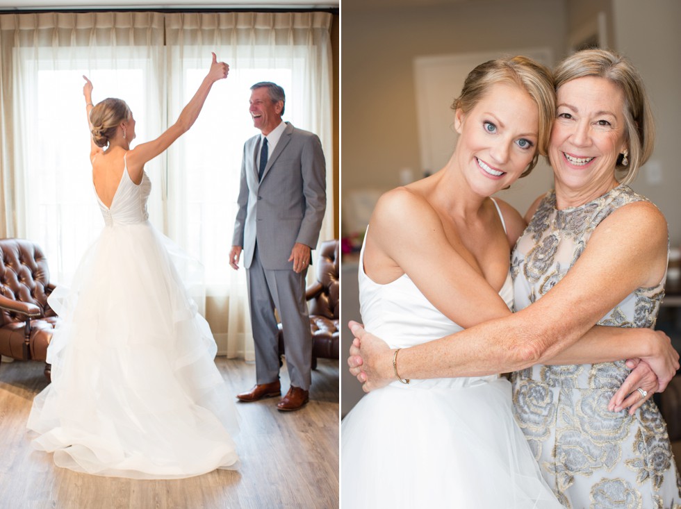 Dad's first look with the bride at The Inn at the Chesapeake Bay Beach Club