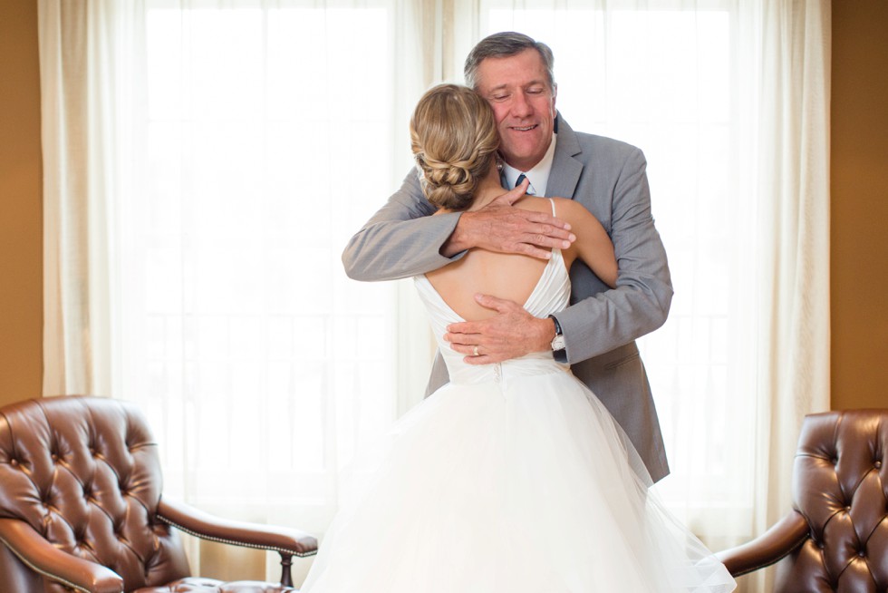 Dad's first look with the bride at The Inn at the Chesapeake Bay Beach Club