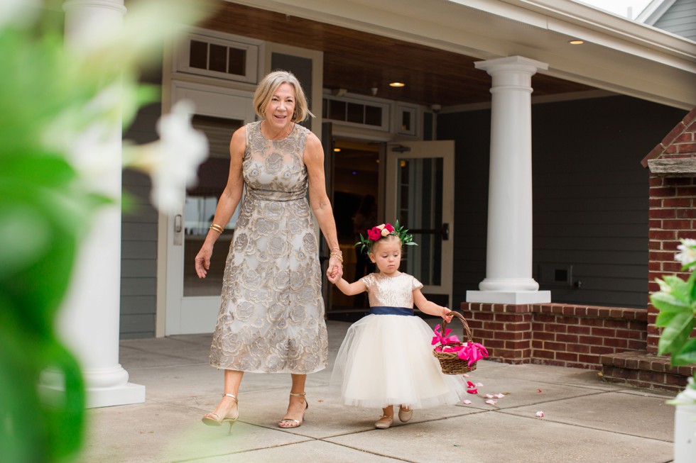 outdoor Fall wedding ceremony overlooking the Chesapeake Bay Bridge