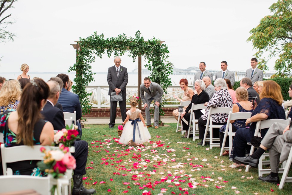 outdoor Fall wedding ceremony on the Chesapeake Bay Bridge