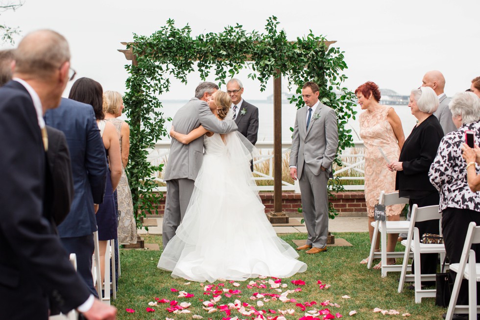 outdoor Fall wedding ceremony on the Chesapeake Bay