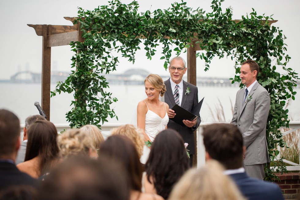 outdoor Fall wedding ceremony on the Chesapeake Bay