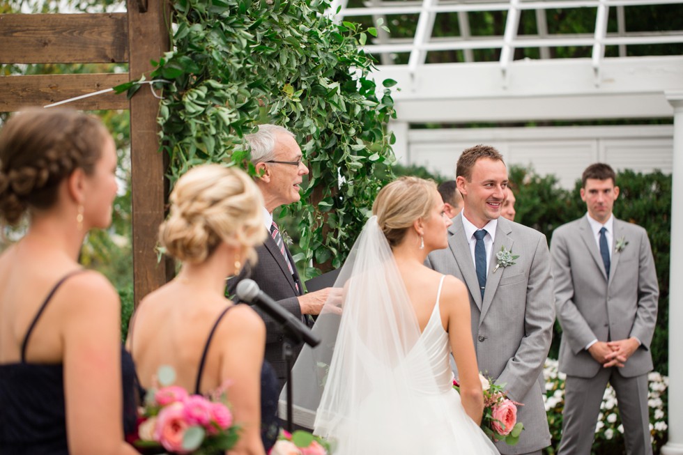 outdoor Fall wedding ceremony on the Chesapeake Bay