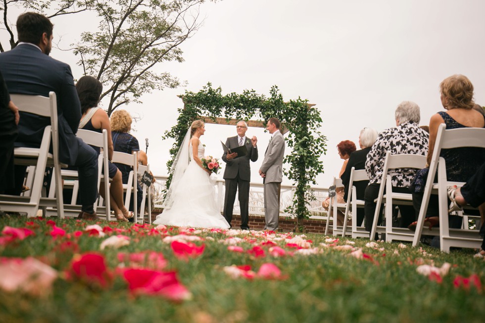 outdoor Fall wedding ceremony on the Chesapeake Bay