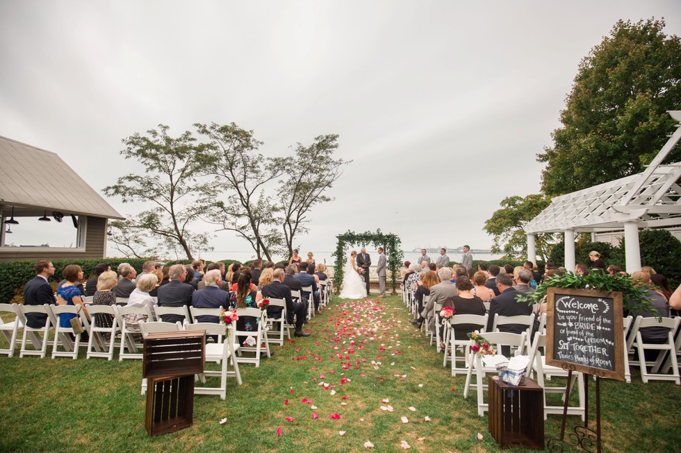 outdoor Fall wedding ceremony on the Chesapeake Bay