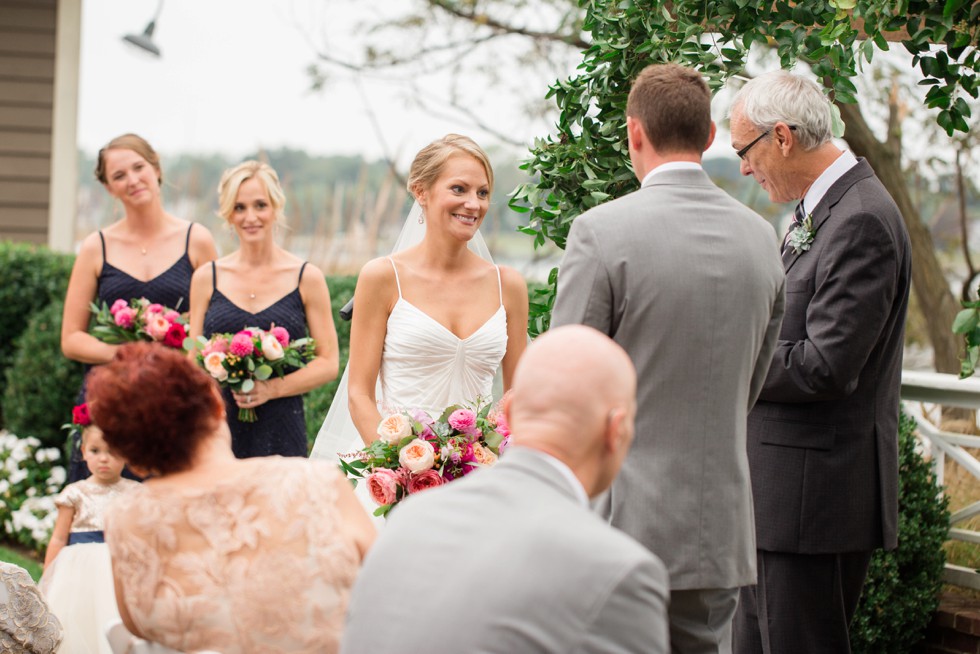 outdoor Fall wedding ceremony on the Chesapeake Bay