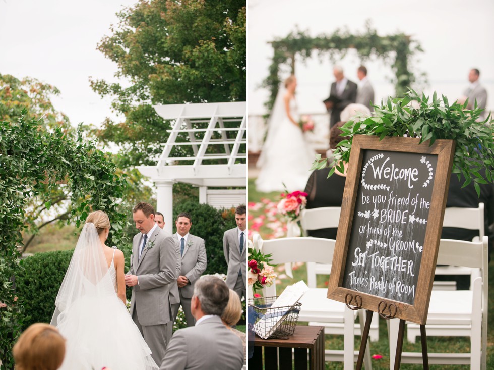 outdoor Fall wedding ceremony on the Chesapeake Bay