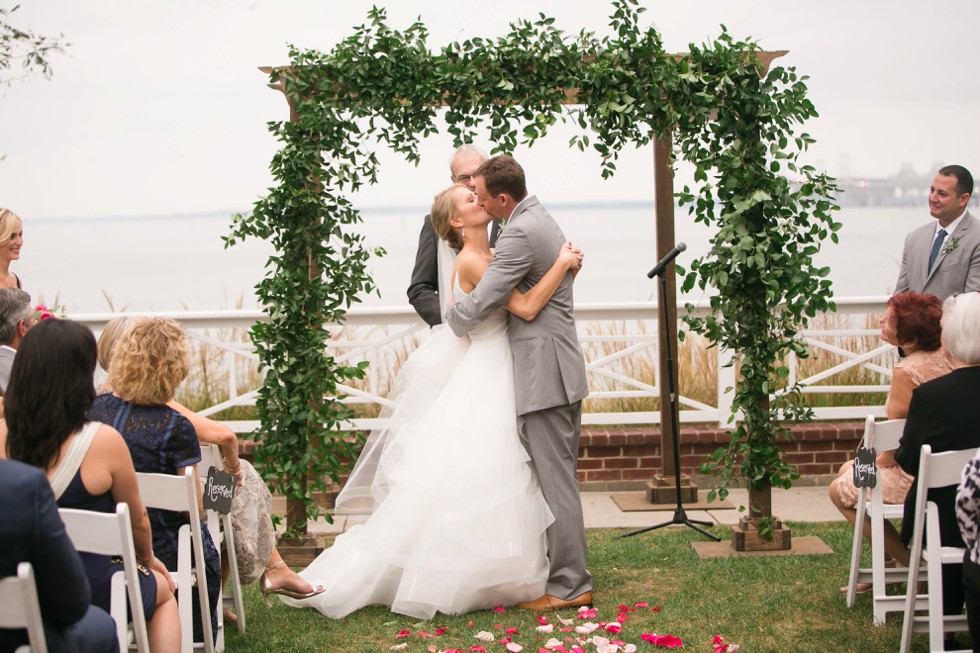 outdoor Fall wedding ceremony on the Chesapeake Bay