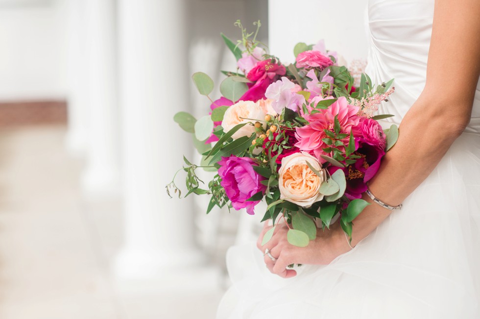 Brides bouquet bright pink flowers from Floral and Bloom Designs