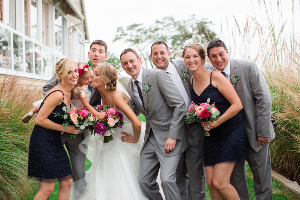 Wedding Party walking together on the beach at the Chesapeake Bay Beach Club