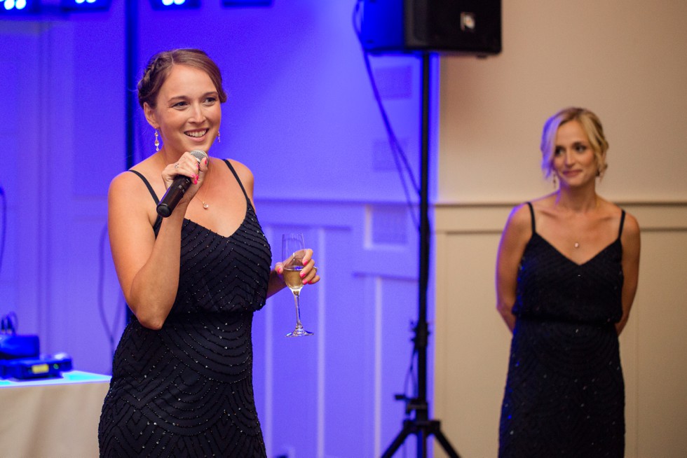 Toasts during the reception in the Beach House Ballroom at the Chesapeake Bay Beach Club