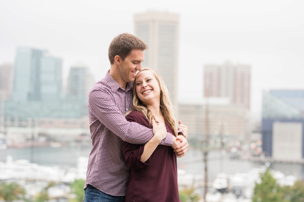 Fall rainy day Federal Hill Engagement photos