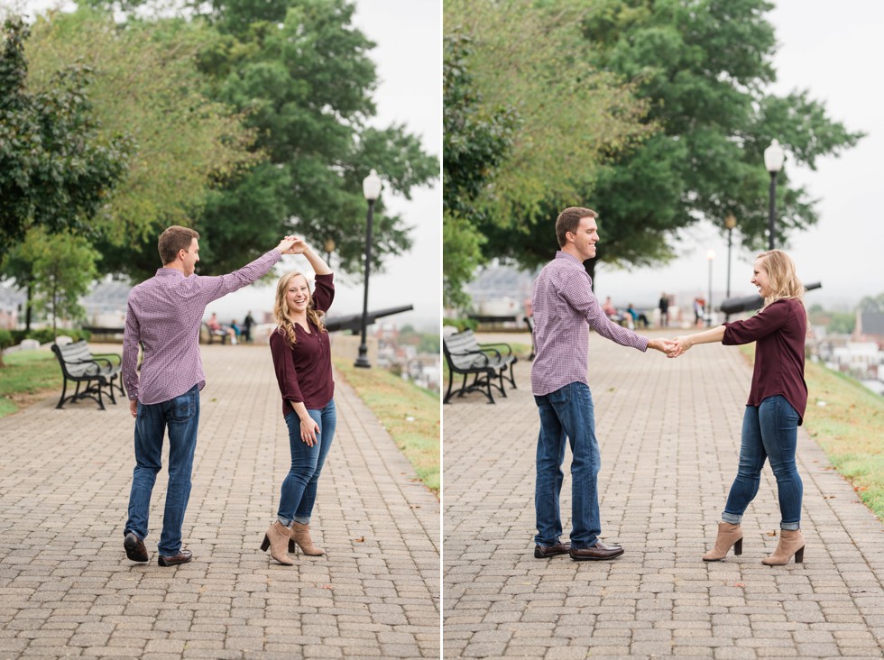 Fall rainy day Federal Hill Engagement photos