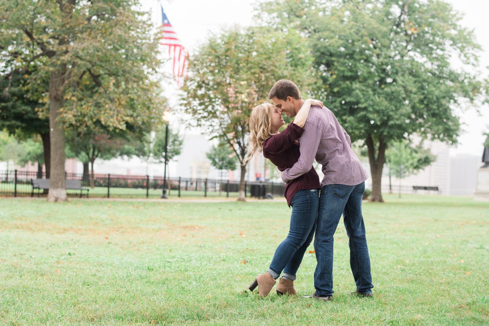 Fall rainy day Engagement photos on Federal Hill