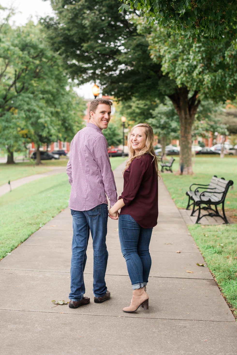 Fall rainy day Engagement photos on Federal Hill