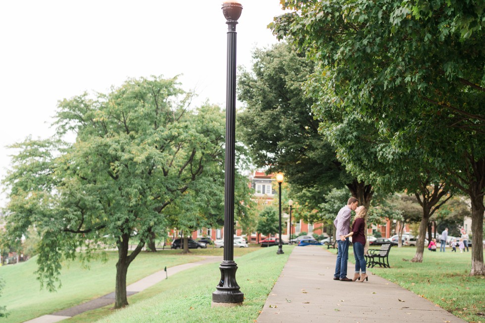 Autumn rainy day Engagement photos on Federal Hill