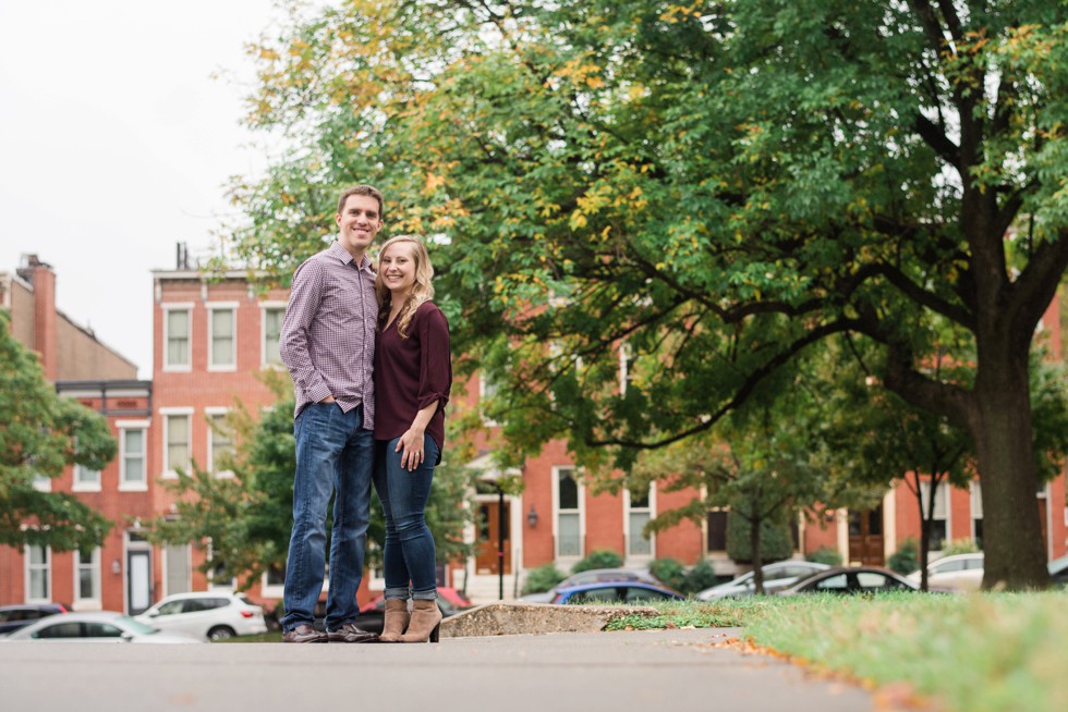 Autumn rainy day Engagement photos on Federal Hill