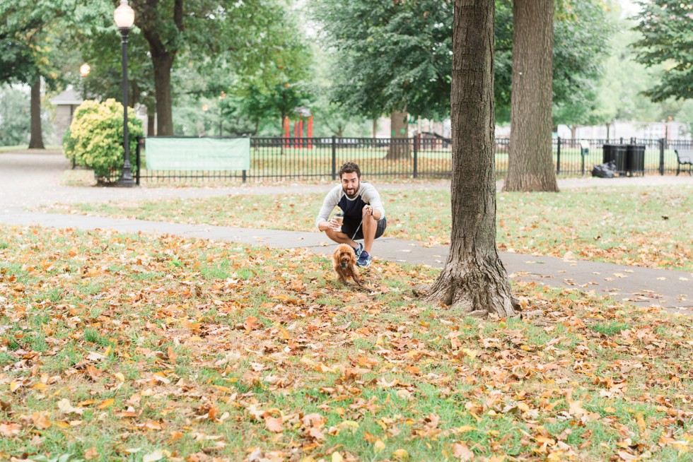 Autumn rainy day Engagement photos on Federal Hill