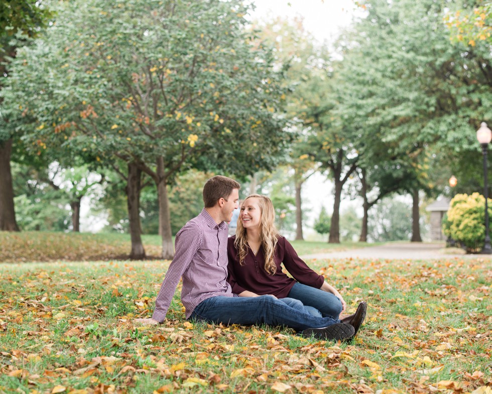 Autumn Engagement photos on Federal Hill Baltimore Maryland