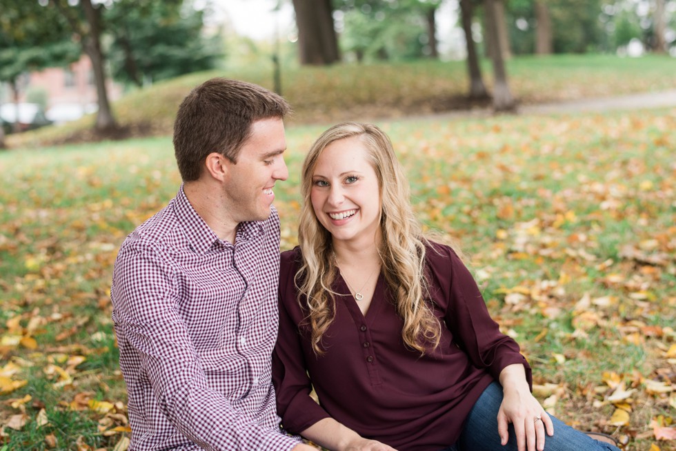 Autumn Engagement photos on Federal Hill Baltimore Maryland