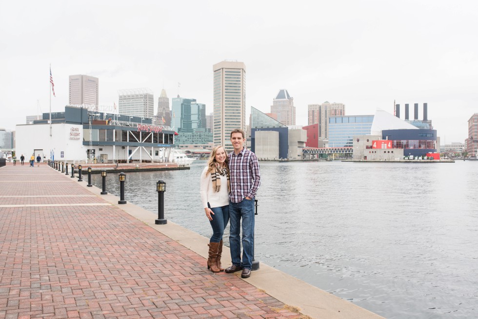 Baltimore Harbor Skyline from the pier homes at harborview engagement photographs