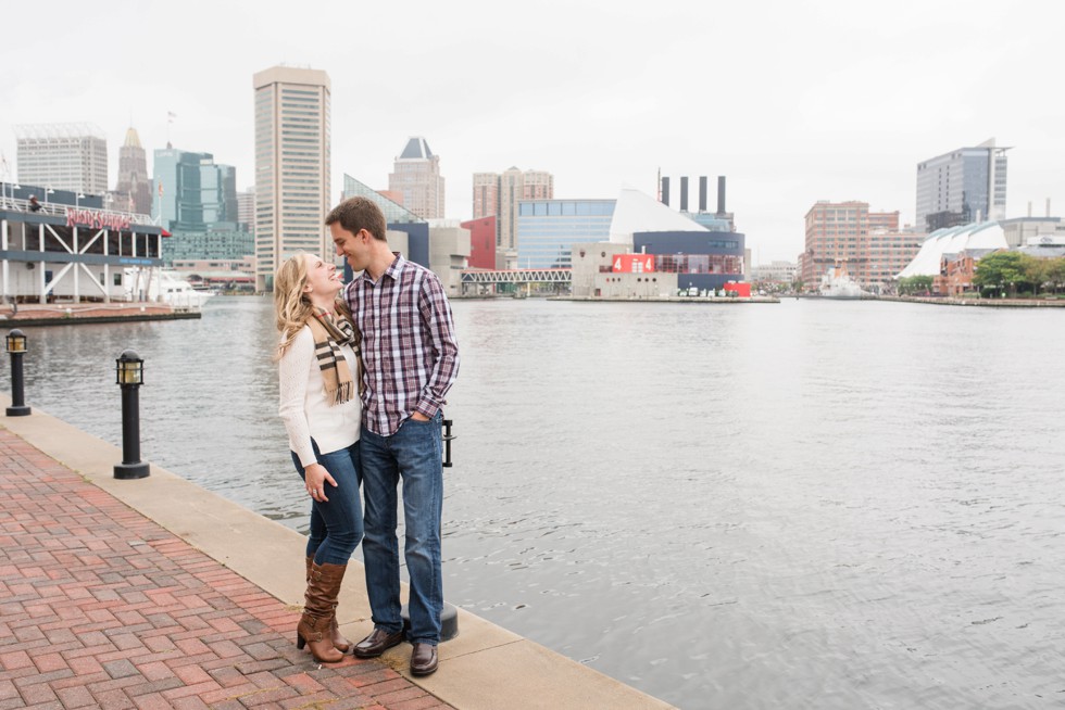 Baltimore Harbor Skyline from the pier homes at harborview engagement photographs