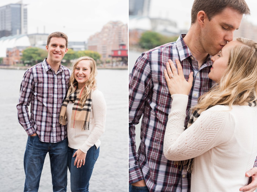 Pier homes at Harborview engagement photographs with plaid shirt