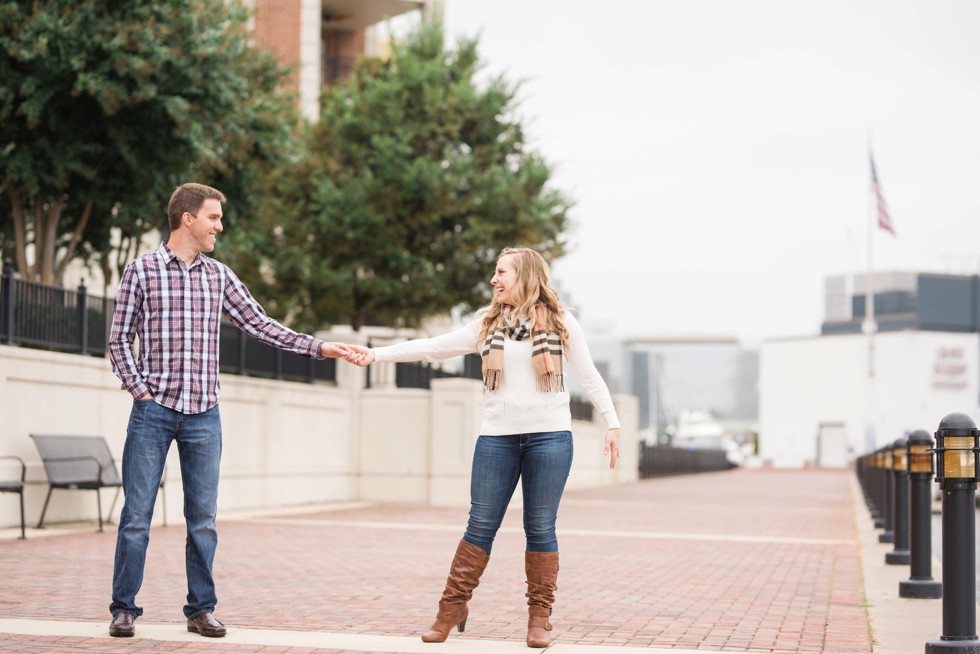 Burberry scarf and plaid mens shirt Fall outfits for engagement photos overlooking the harbor