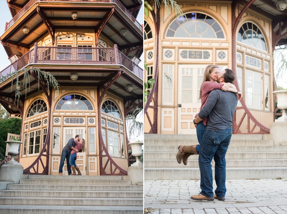 Engagement photos at Patterson Park Pagoda in the fall