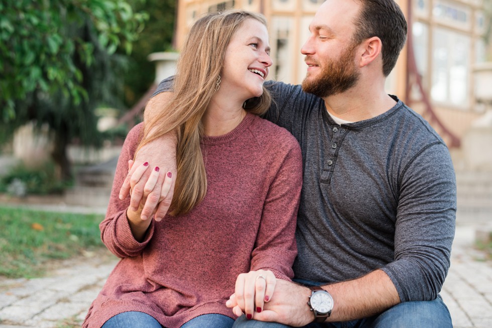 Engagement Photos in Patterson Park during the fall sunset