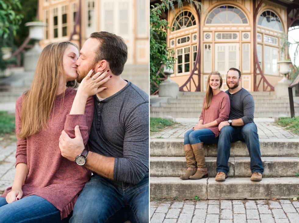 Engagement Photos in Patterson Park during the fall sunset