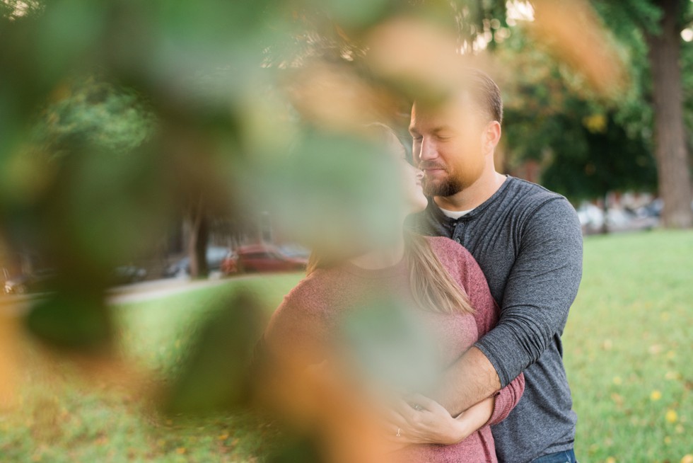 Sunset engagement photos in Patterson Park Baltimore