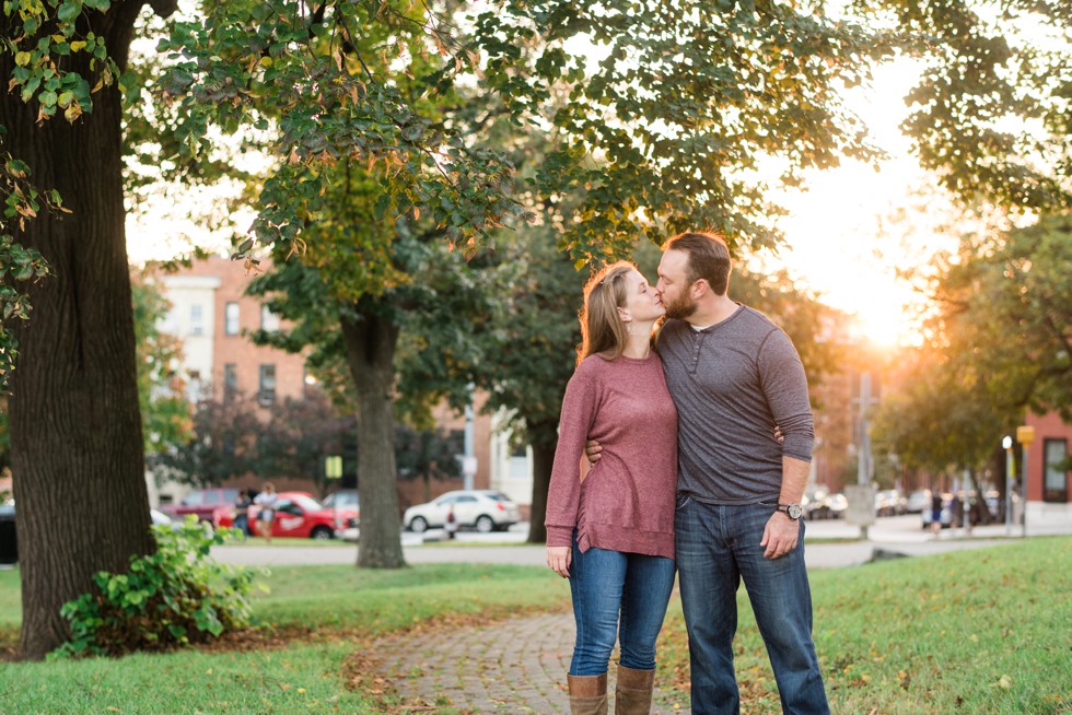 Sunset engagement photos in Patterson Park Baltimore