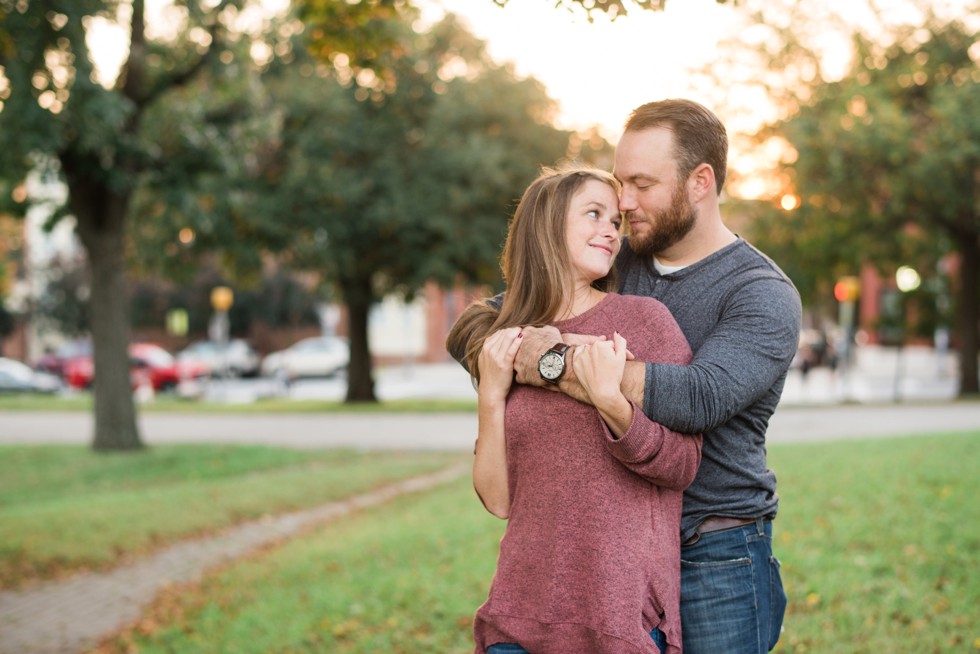 Sunset engagement photos in Patterson Park Baltimore