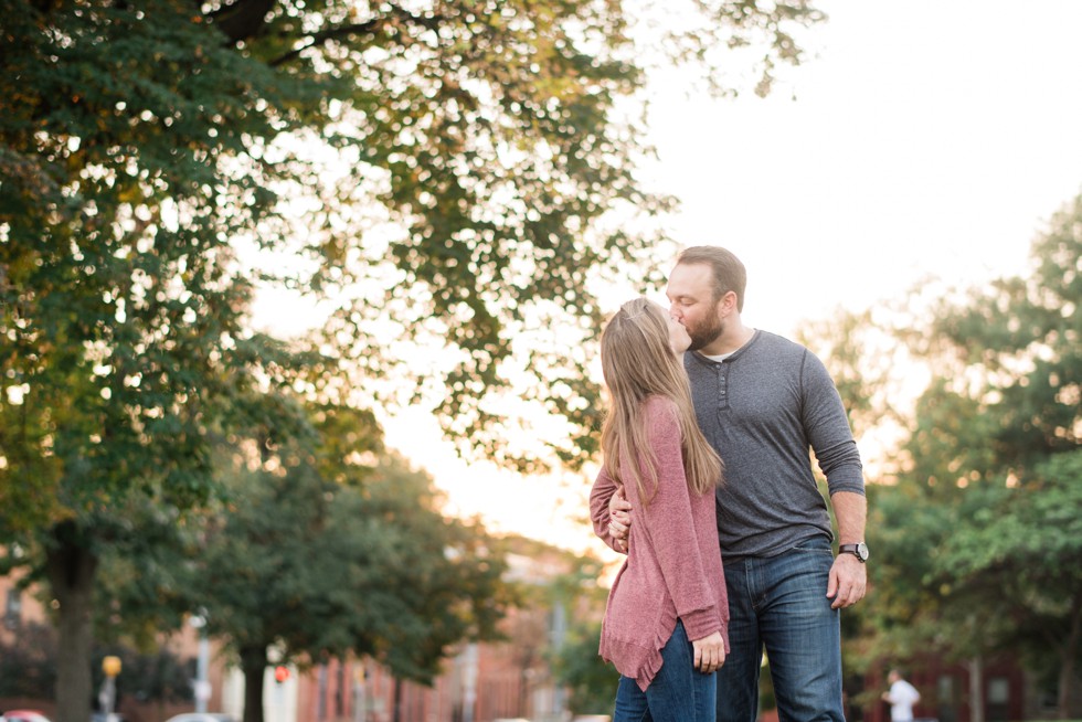 Sunset engagement photos in Fells Point Baltimore