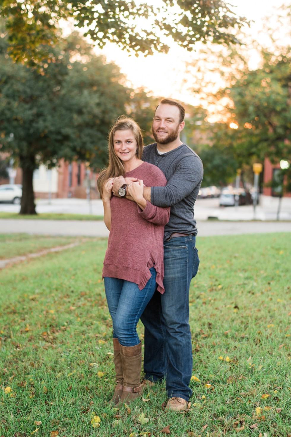 Sunset engagement photos in Fells Point Baltimore