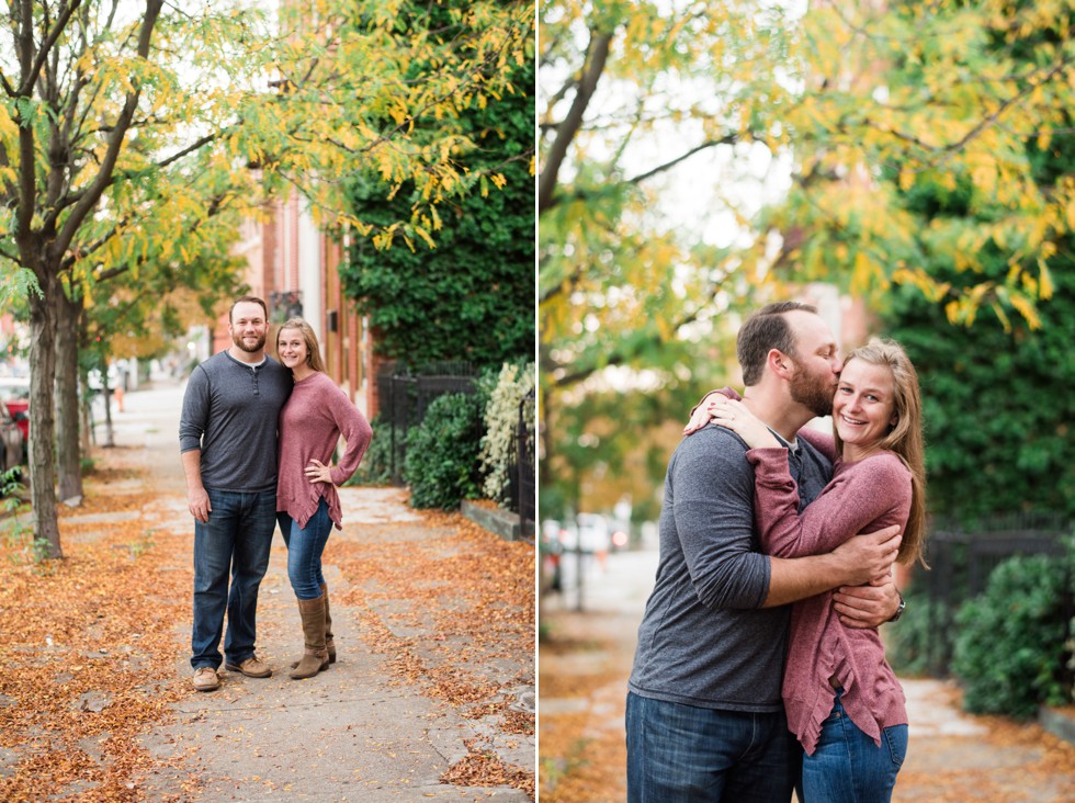 Sunset engagement photos in Fells Point Baltimore