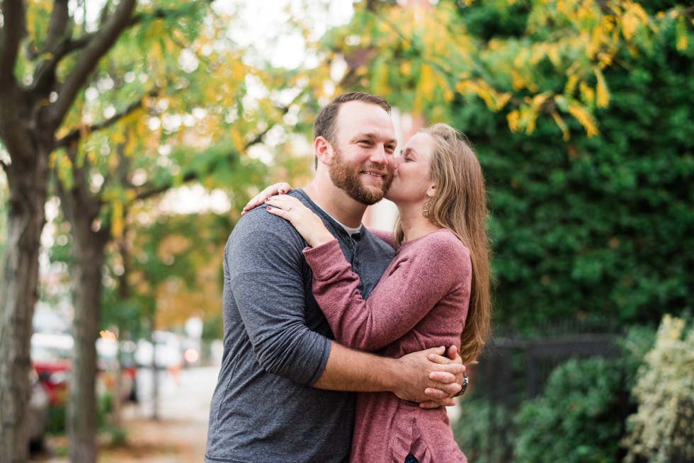 Sunset engagement photos in Patterson Park Baltimore